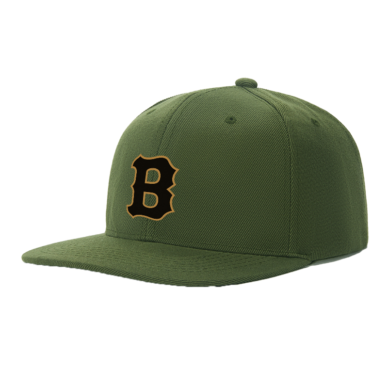 Flat Brim Baseball Cap Gold B Logo Patch Streetwear Underground Skate Style for Basketball Court Skate Park Urban Riders and Hip Hop Artists