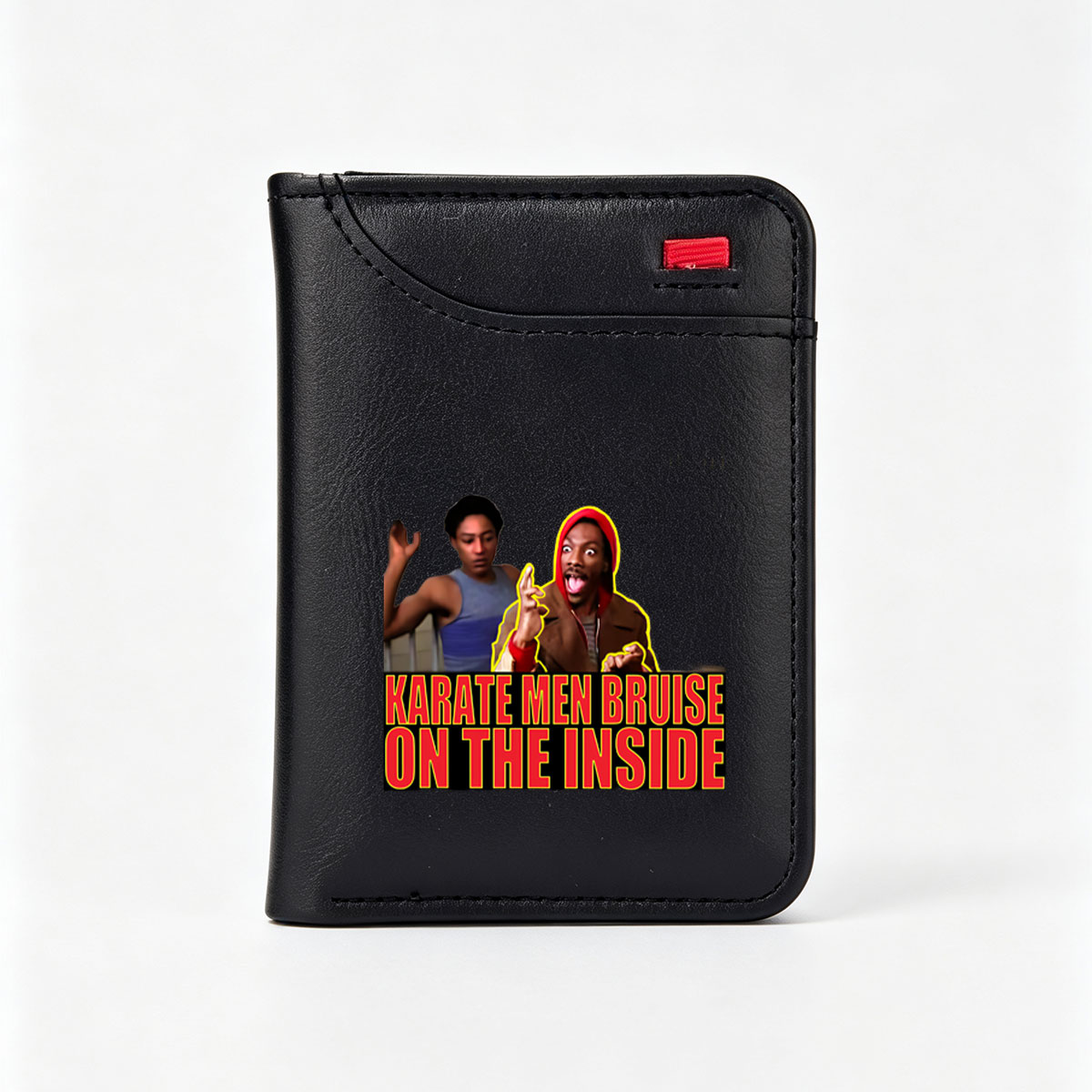 Karate Men Bruise on the Inside: Two Men React with Surprise and Shock - Vertical Style Wallet