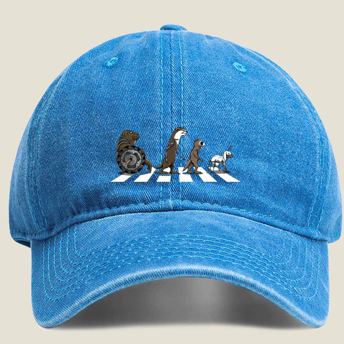 The Batch89: Otter, Weasel, and Rabbit Crossing - Washed Denim - Baseball Cap