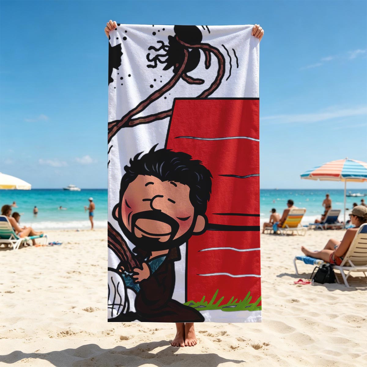 Man with Tentacles and Red Box - Beach towels