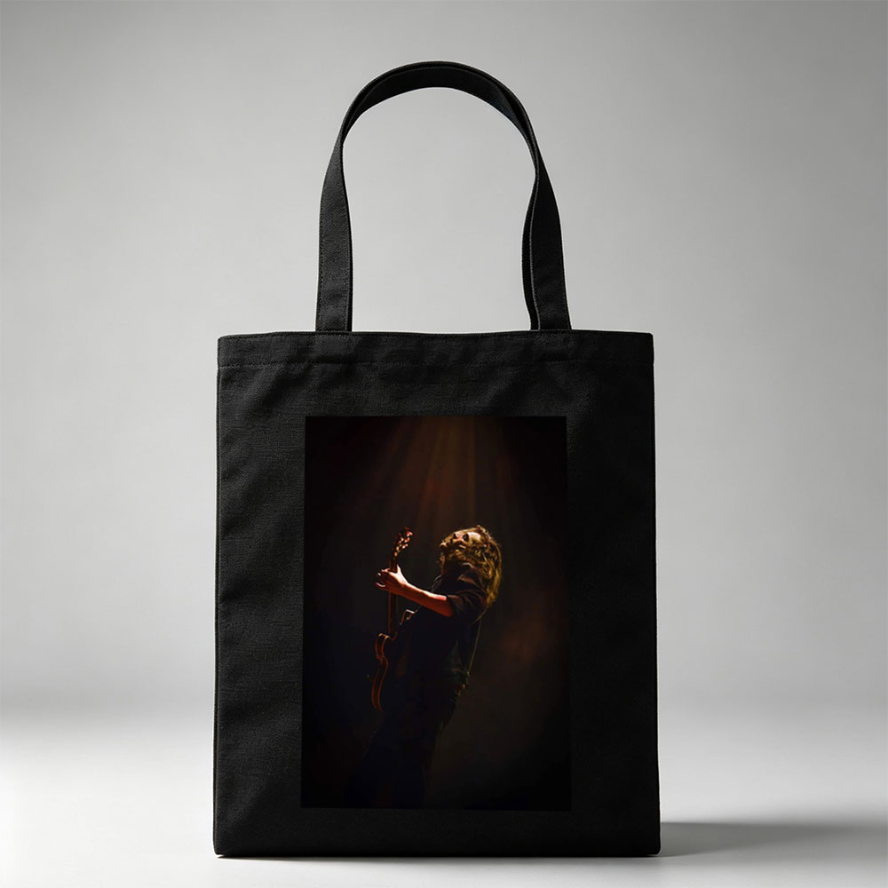 Chris Cornell Live Performance - Passionate Guitarist in Dark Stage Spotlight - Canvas tote bags