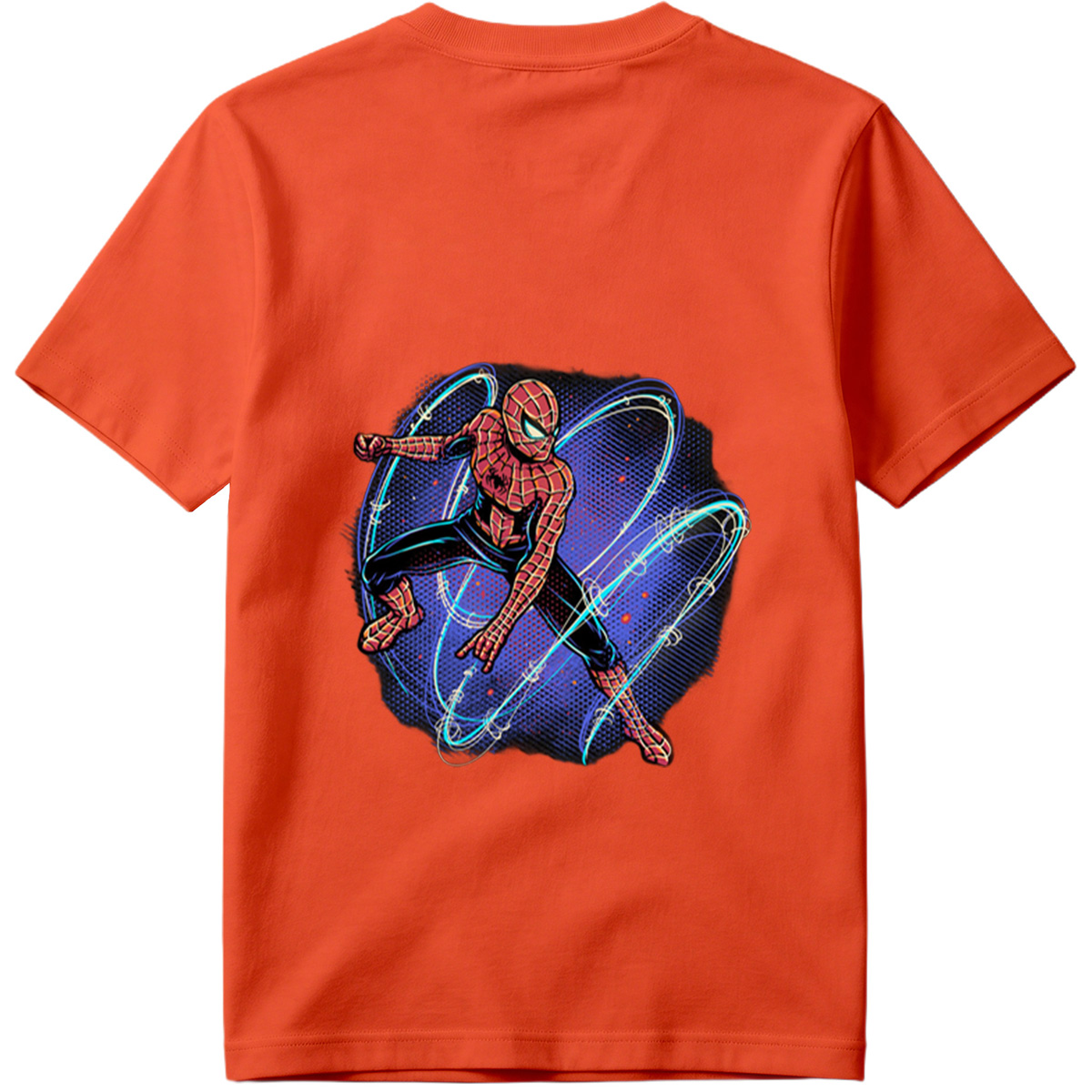 Spider-Man in Action with Dynamic Web Swirls - Tee