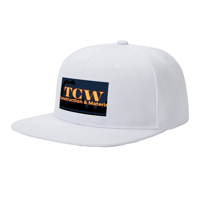 Flat Brim Baseball Cap TCW Construction & Materials Logo Print Streetwear Underground Skate Style for Basketball Court Urban Skaters and Hip Hop Artists