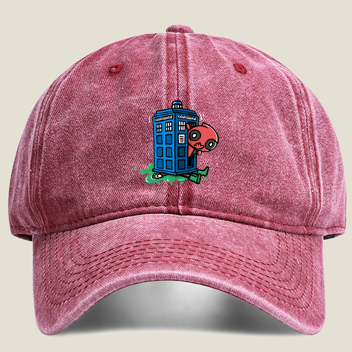 Rick and Morty Meets Doctor Who: Chimichangas TARDIS - Washed Denim - Baseball Cap
