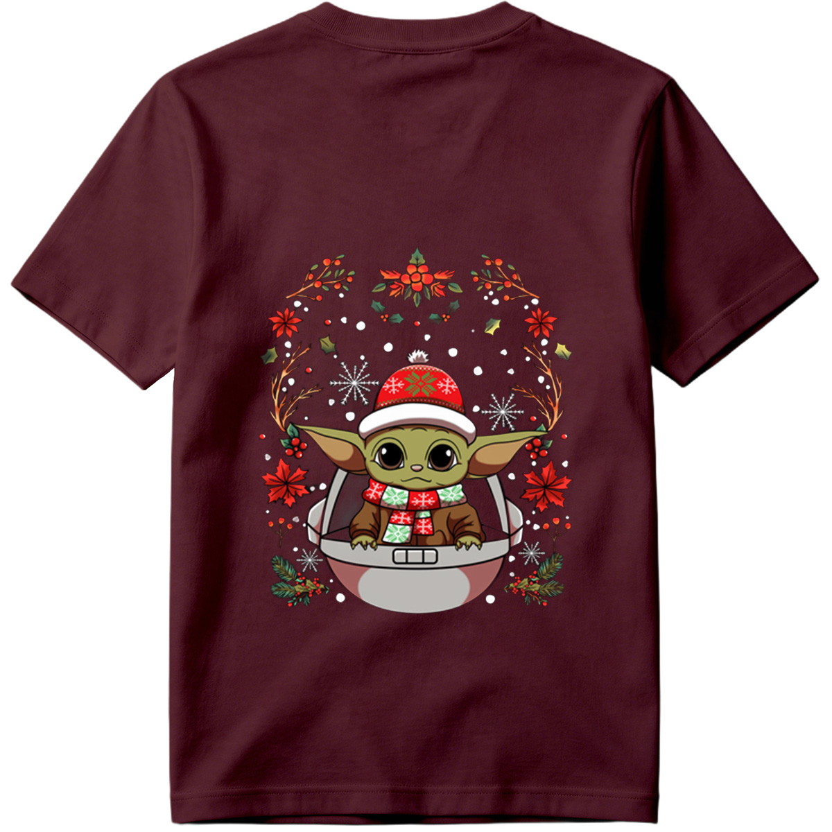 Baby Yoda in Christmas Hat and Scarf - Tee