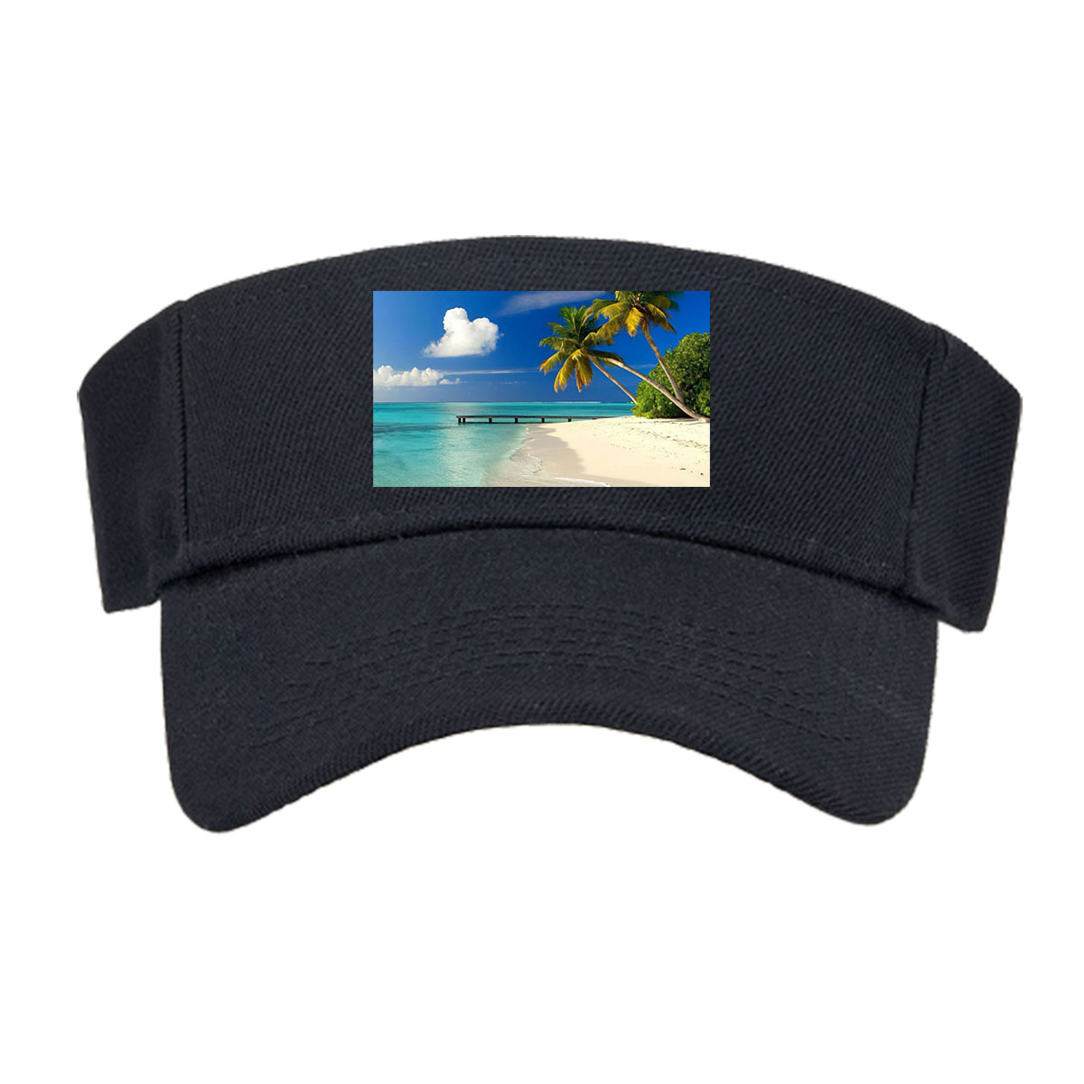 Tropical Beach with Palm Trees and Crystal Clear Water -  Visor cap