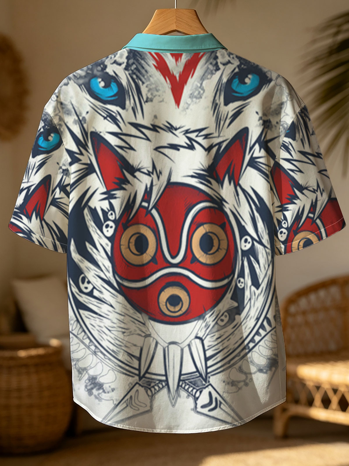 Red Masked Fox with Blue-Eyed Beast and Tribal Design -  Shirt