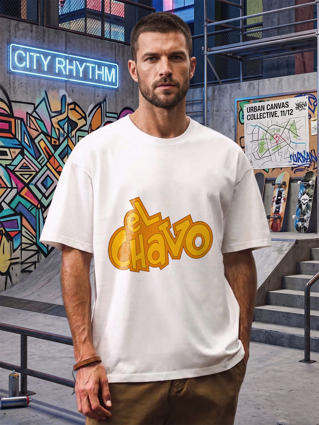 Men's El Chavo Printed T-Shirt Featuring Bold Yellow Logo Design Casual Round Neck Lightweight Breathable Summer Short Sleeve Tee for Fans of Classic Comedy Series Adults and Teenagers