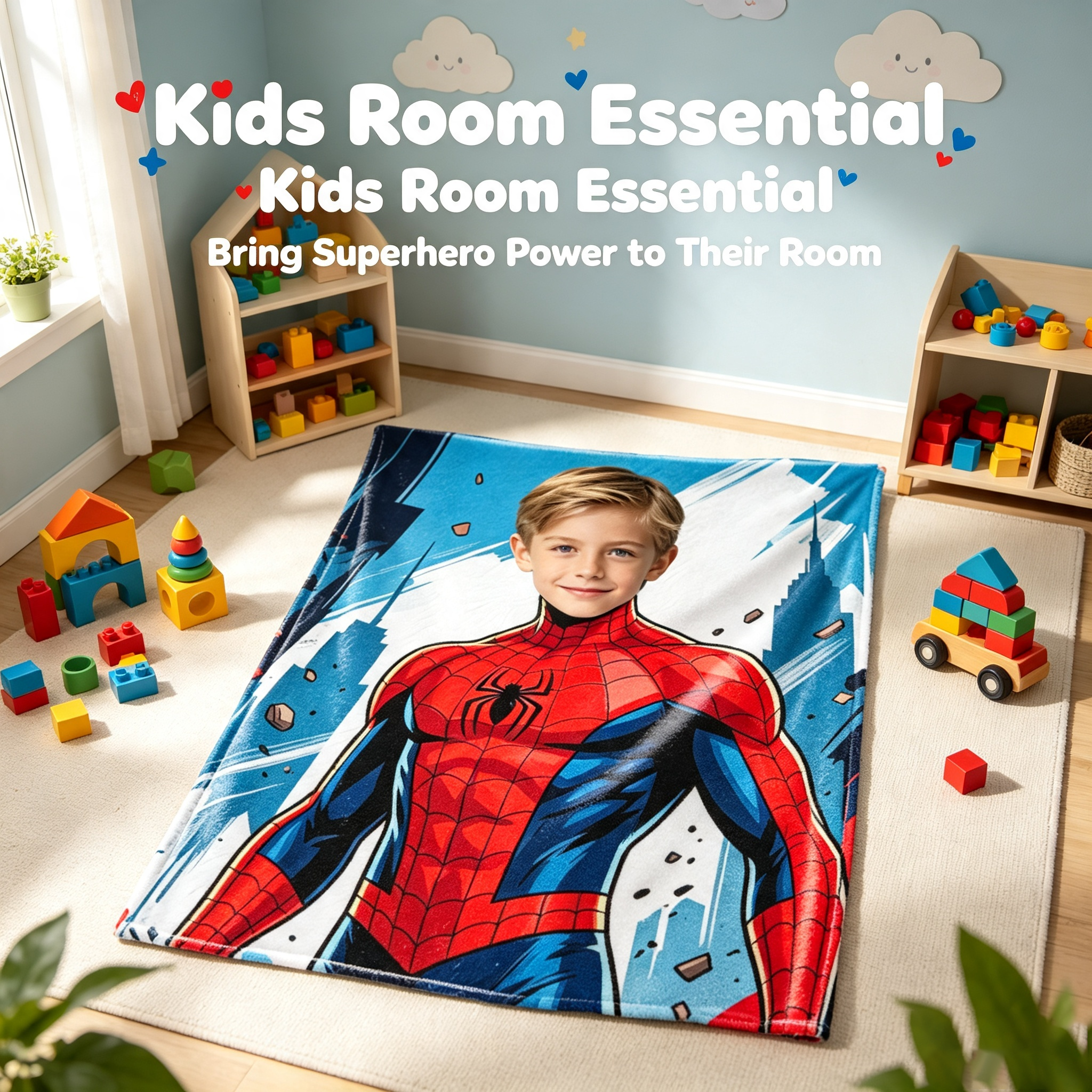 DIY Custom Photo Spider-Man Flannel Blanket – Personalized Hero-Themed Throw for Kids (Sofa Blanket Gift)