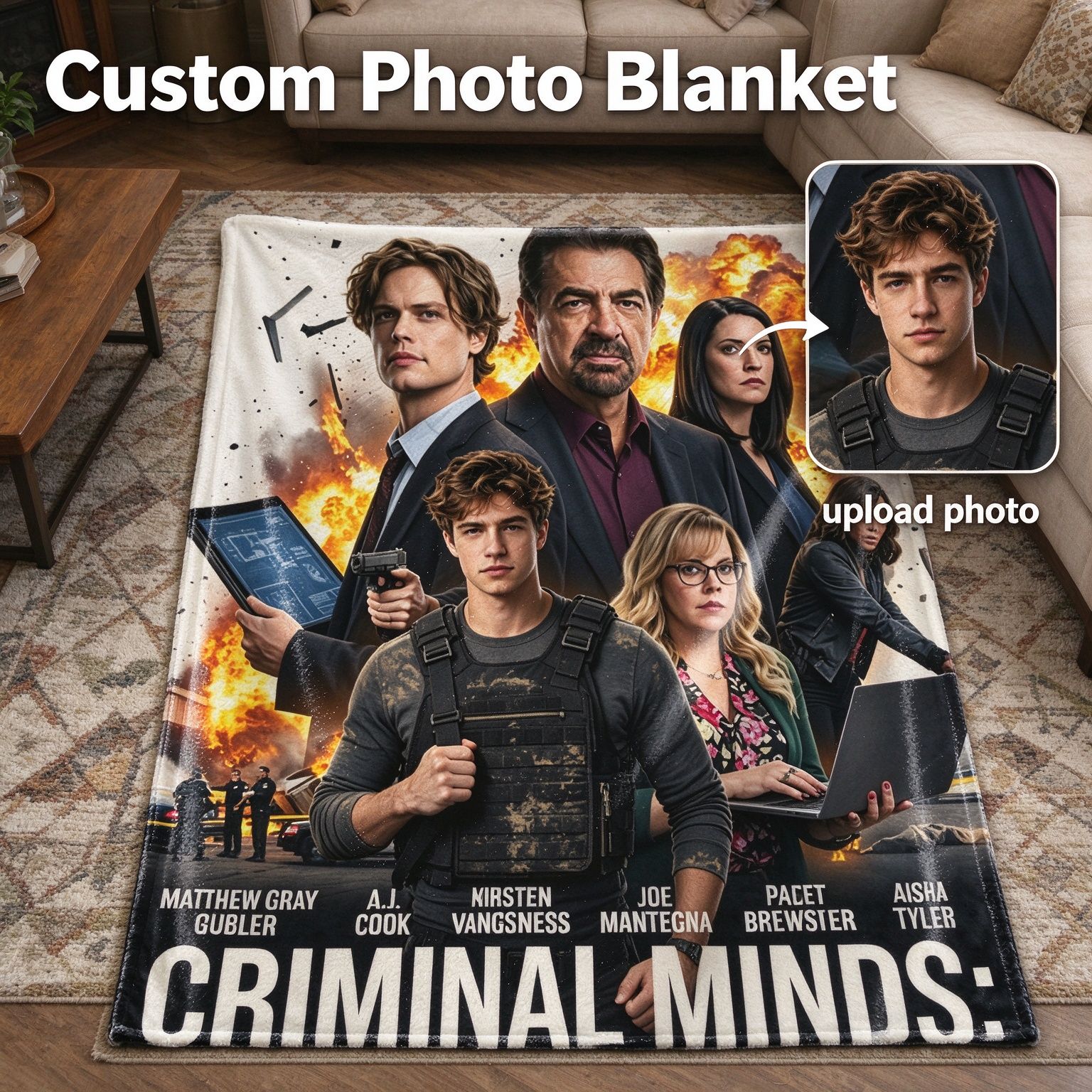 Custom Photo Flannel Throw Blanket Ultra Soft Anti Pilling Fleece Personalized Face Portrait Bed Couch Travel Cozy Gift