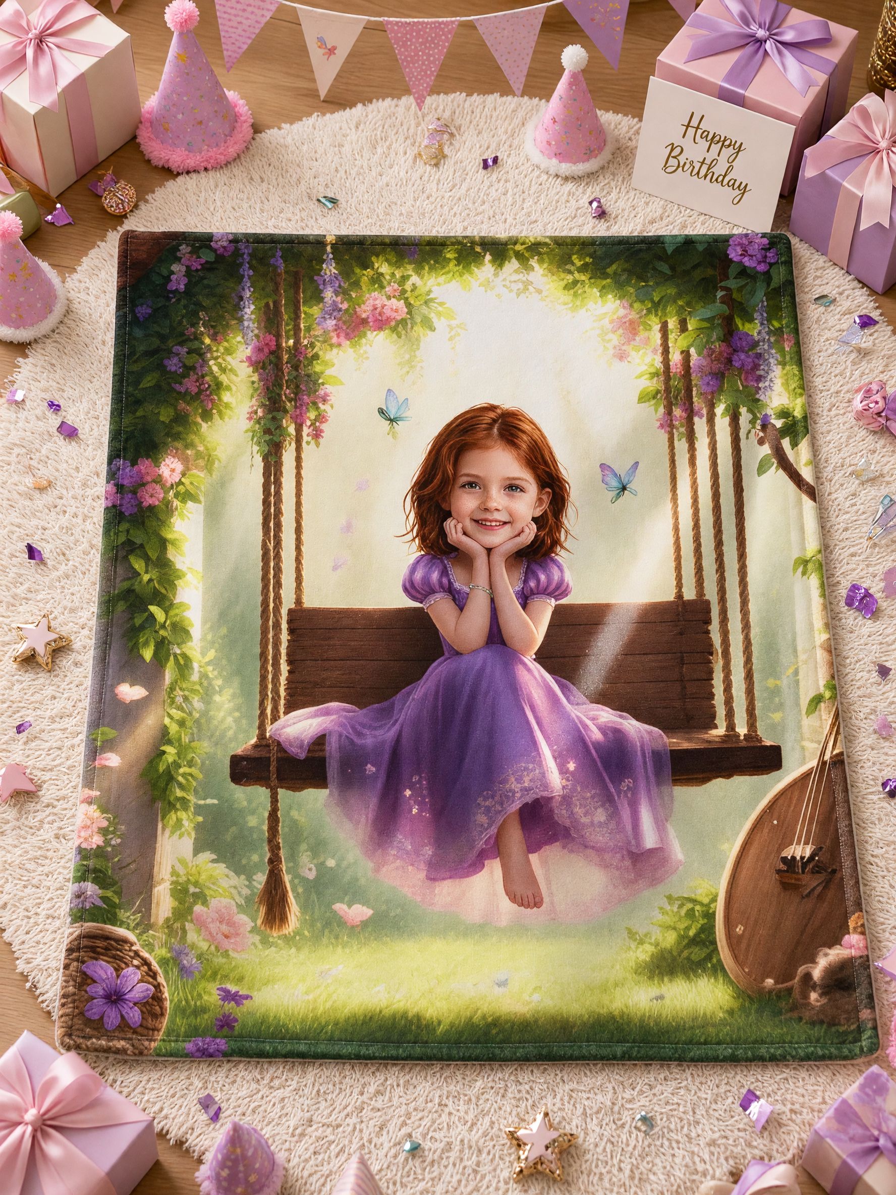 Custom Face Photo Flannel Blanket Personalized Princess Portrait Soft Fleece Throw Blanket for Bed Couch Cozy Gift