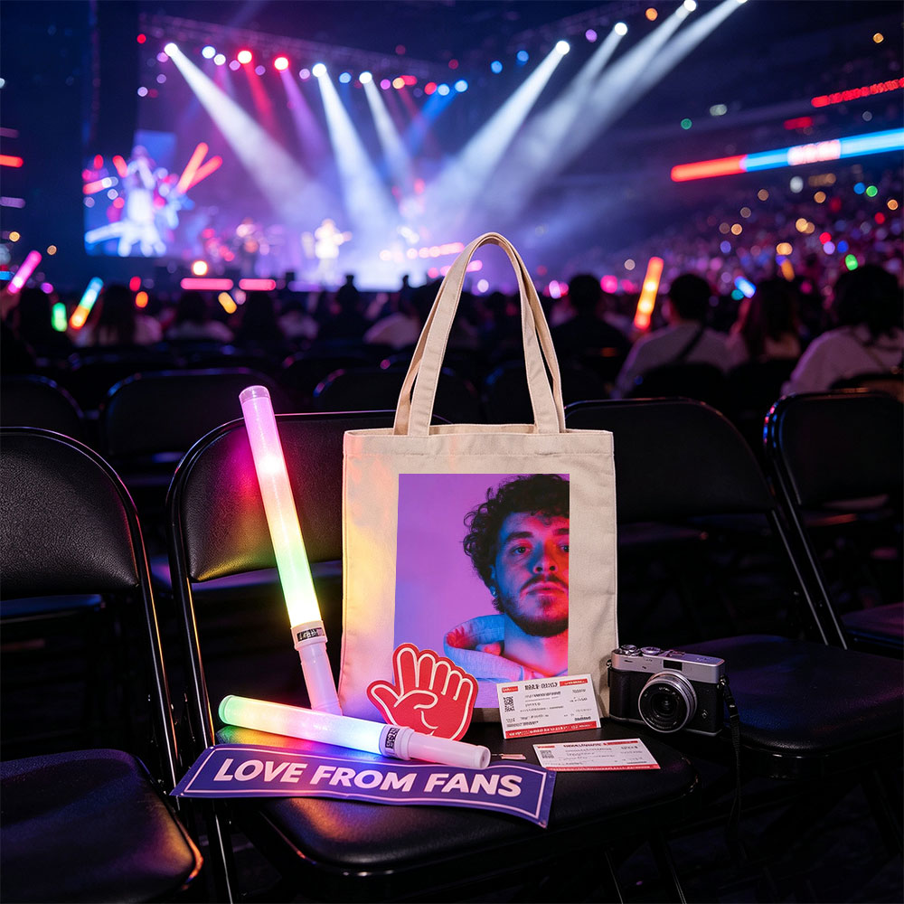 Jack Harlow in a Neon Glow Portrait Wearing a Hoodie with Purple and Pink Lighting - Canvas tote bags