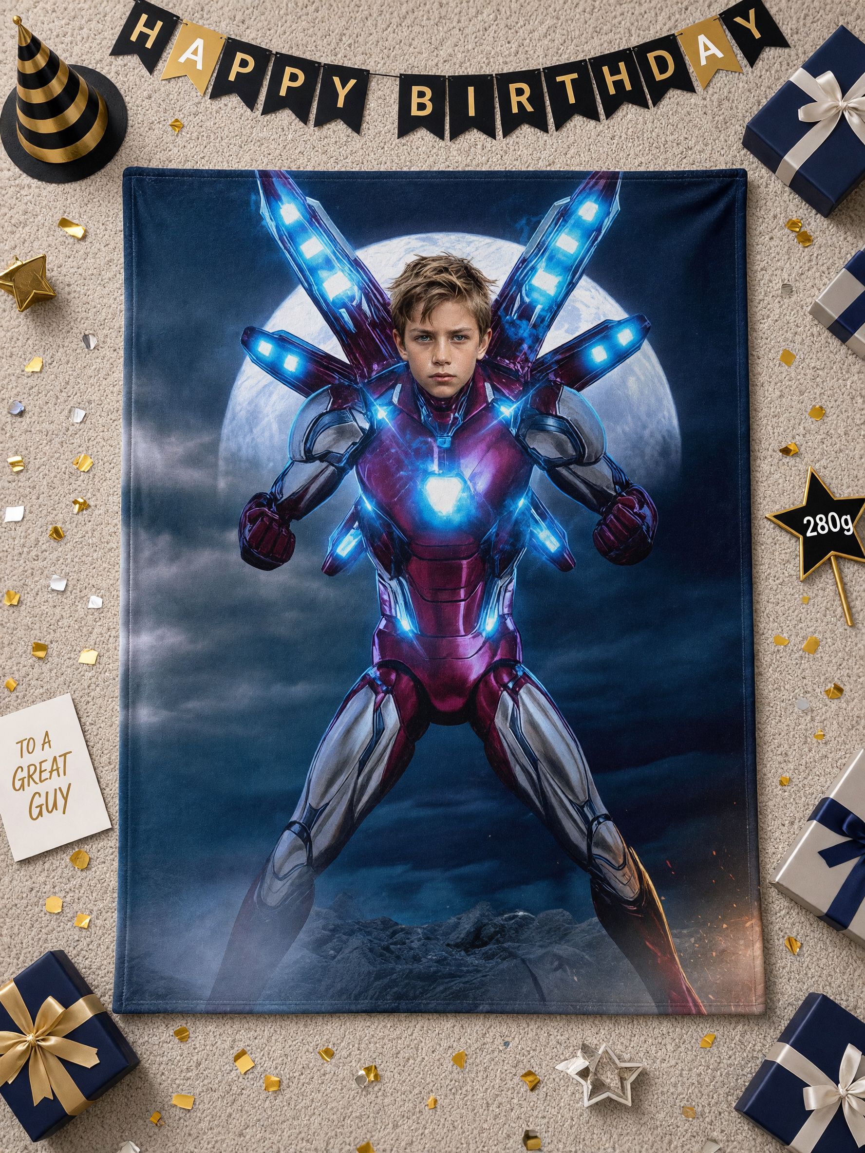 Custom Face Superhero Blanket, Personalized Photo Plush Flannel Throw for Kids and Adults, Ideal Cozy Gift