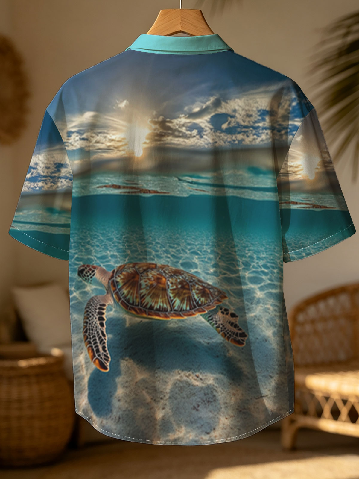 Sea Turtle Swimming in Clear Blue Waters Under Sunlight -  Shirt