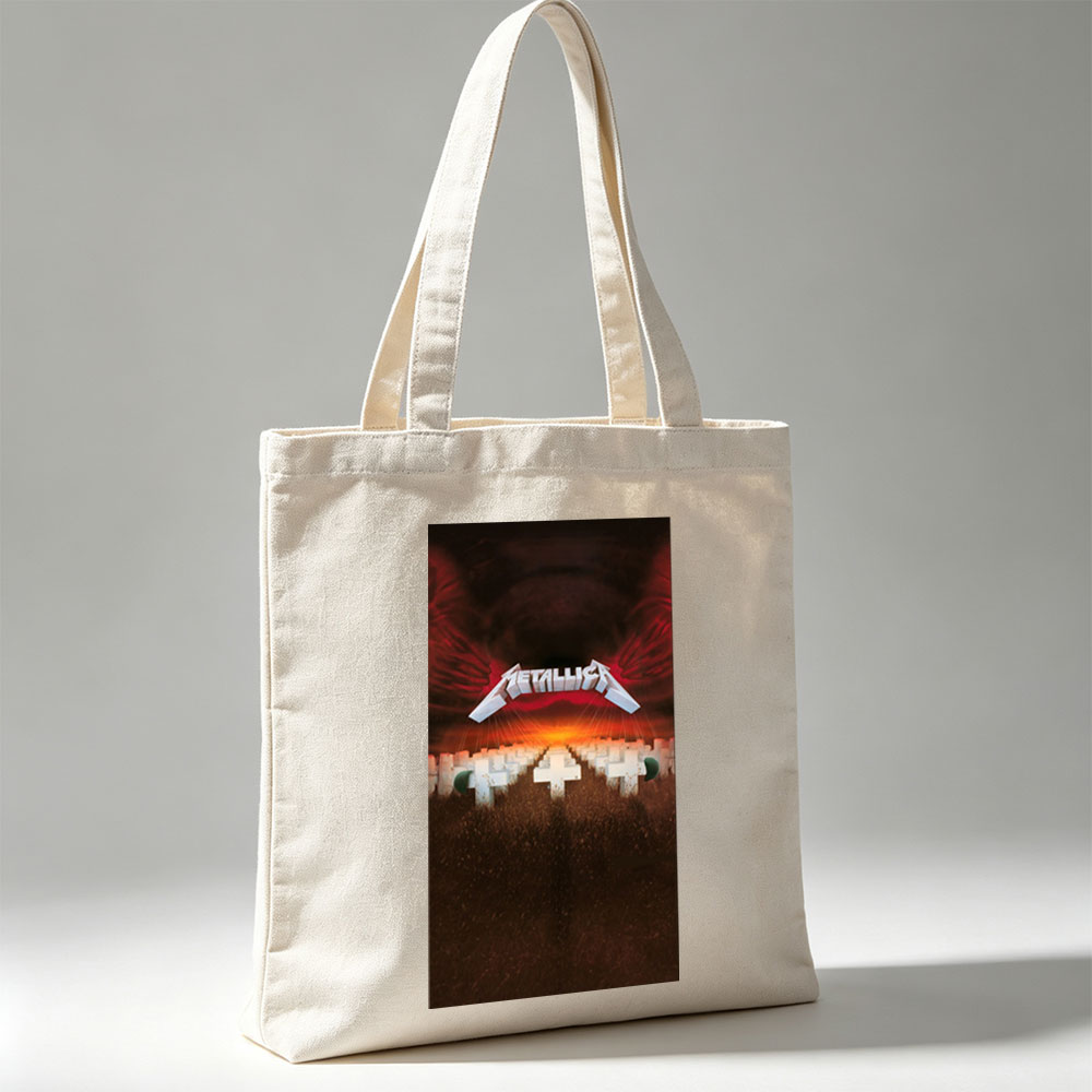 Metallica War Scene with Crosses and Fiery Sky - Canvas tote bags