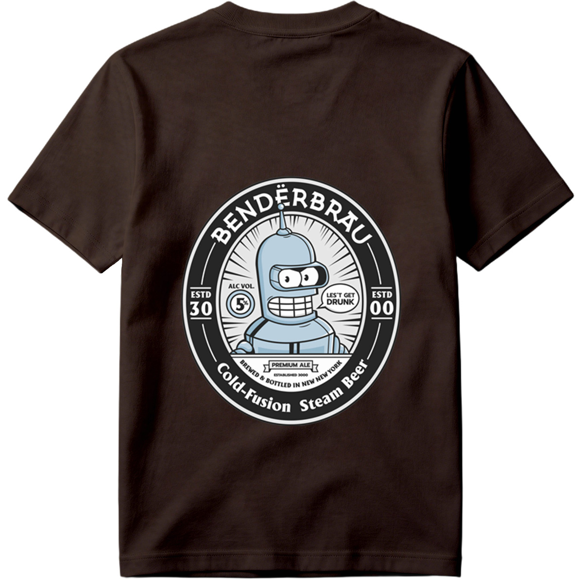 Bender Brau: Cold-Fusion Steam Beer Featuring Bender from Futurama - Tee