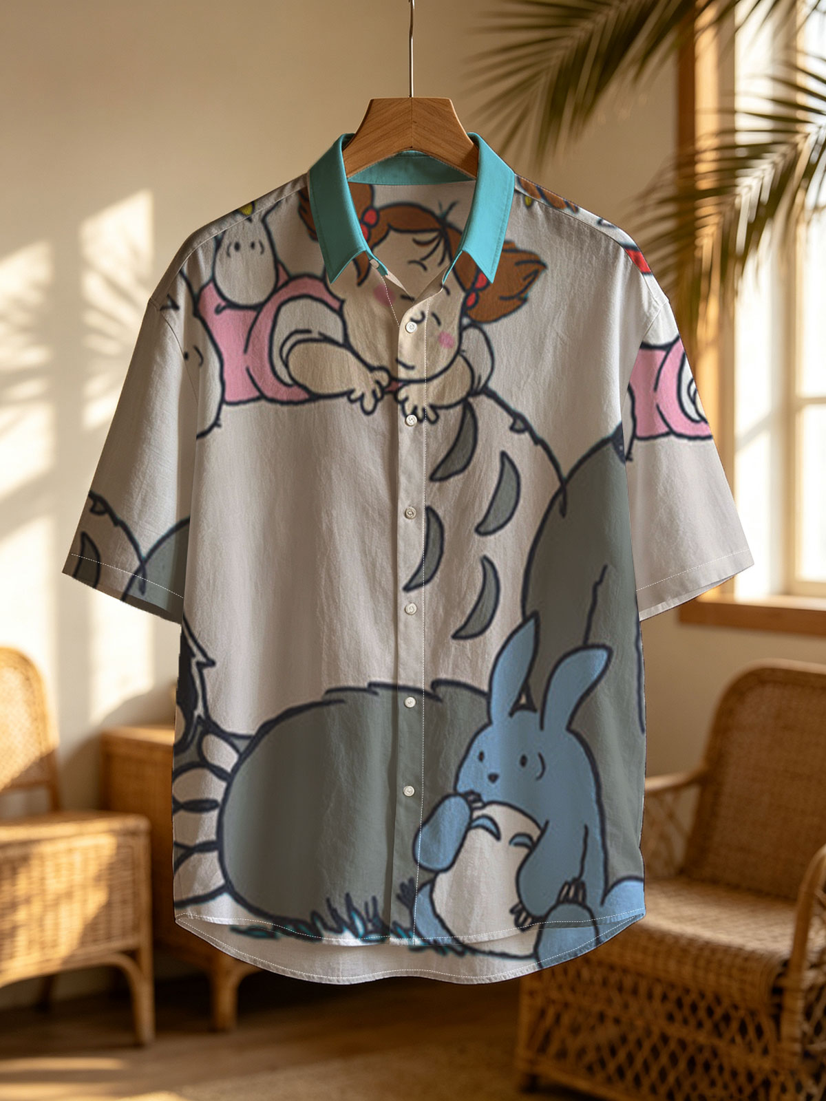 Totoro, Mei, Satsuki, and Friends in a Whimsical Forest Scene -  Shirt