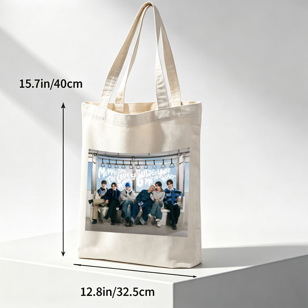 TXT on a subway train reading books with the phrase 