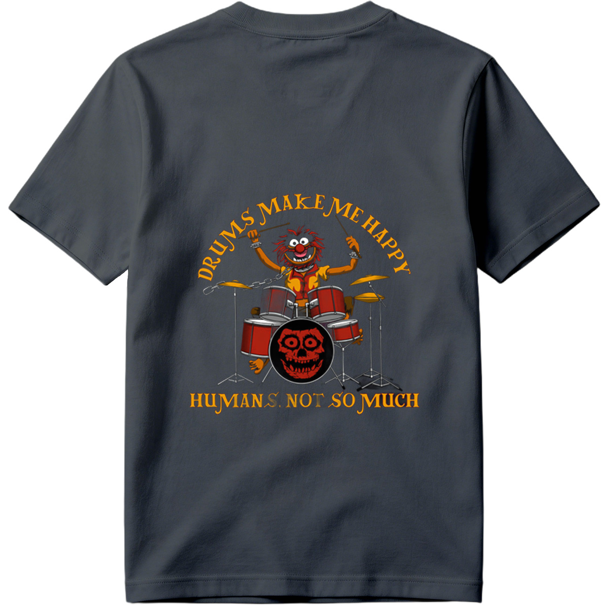 Animal from The Muppets Playing Drums with Skull Design - Tee