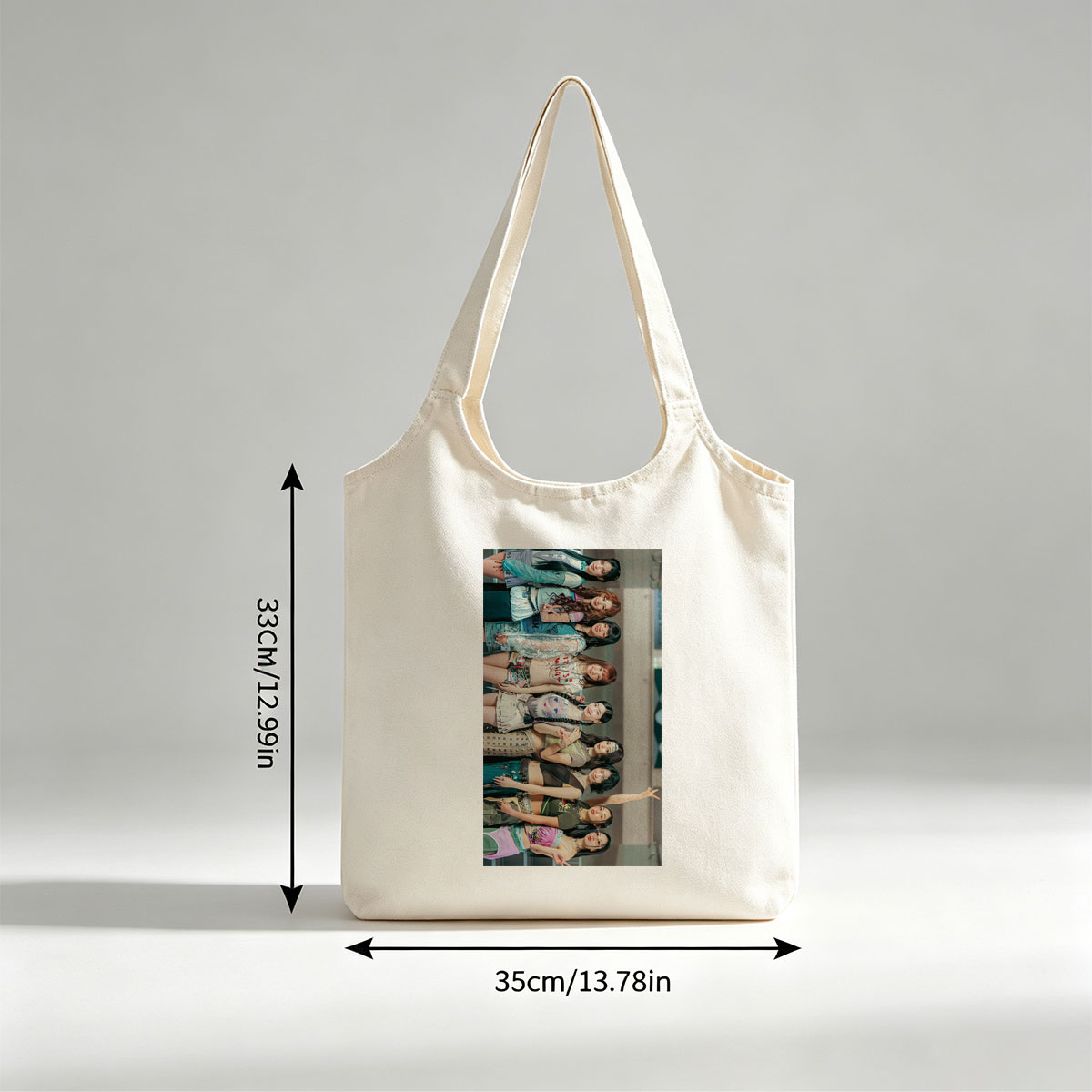 Kep1er Group Photo - Nine Members Posing in Stylish Outfits and Trendy Fashion at Urban Location - Canvas shoulder bags/