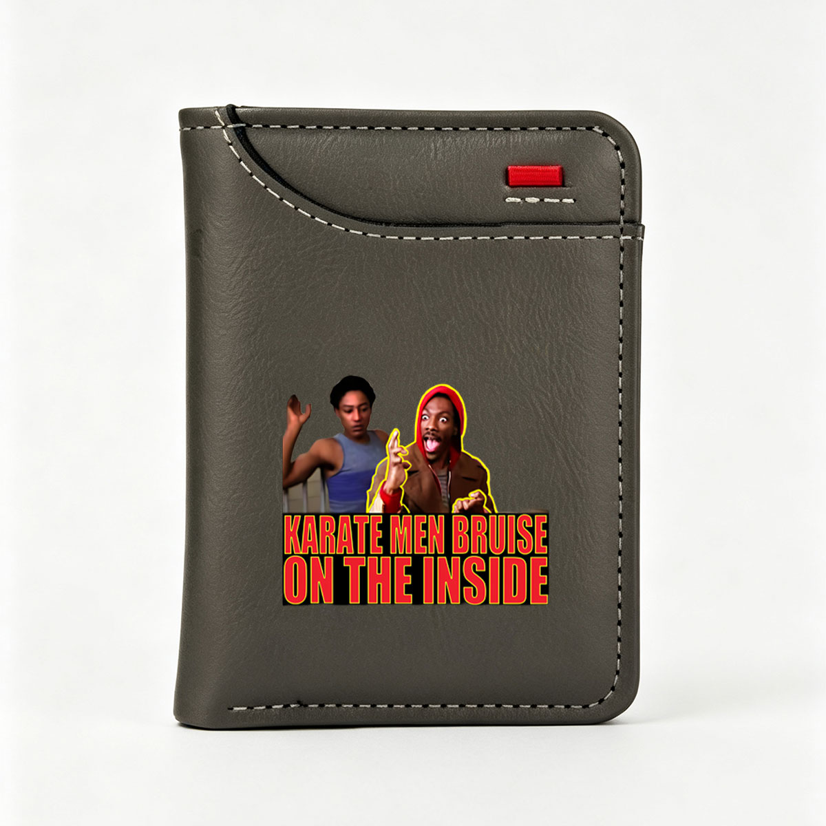 Karate Men Bruise on the Inside: Two Men React with Surprise and Shock - Vertical Style Wallet