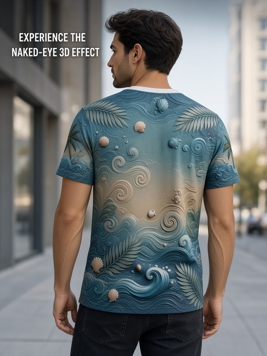 Saltwater Angler 3D Optical Illusion Graphic Tee Breathable Athletic Mesh T-Shirt for Casual and Sports Wear