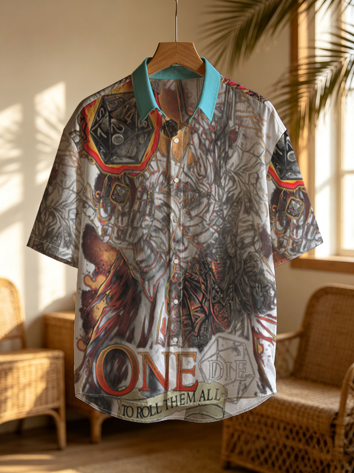 One Die to Roll Them All: Dark Knight with Fiery D20 -  Shirt