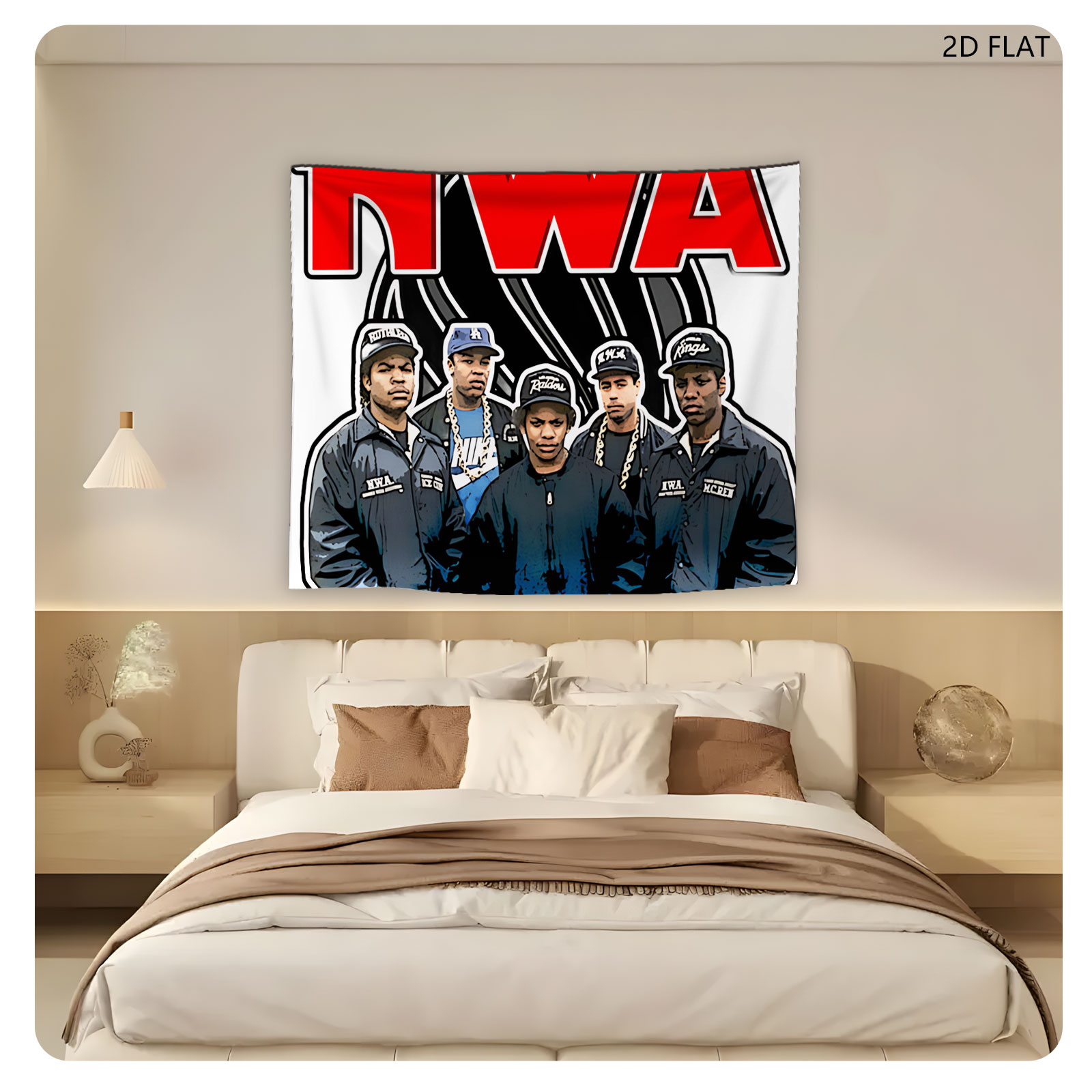 N.W.A. Members in Iconic Streetwear and Hats, Representing the Legendary Hip-Hop Group - Tapestry