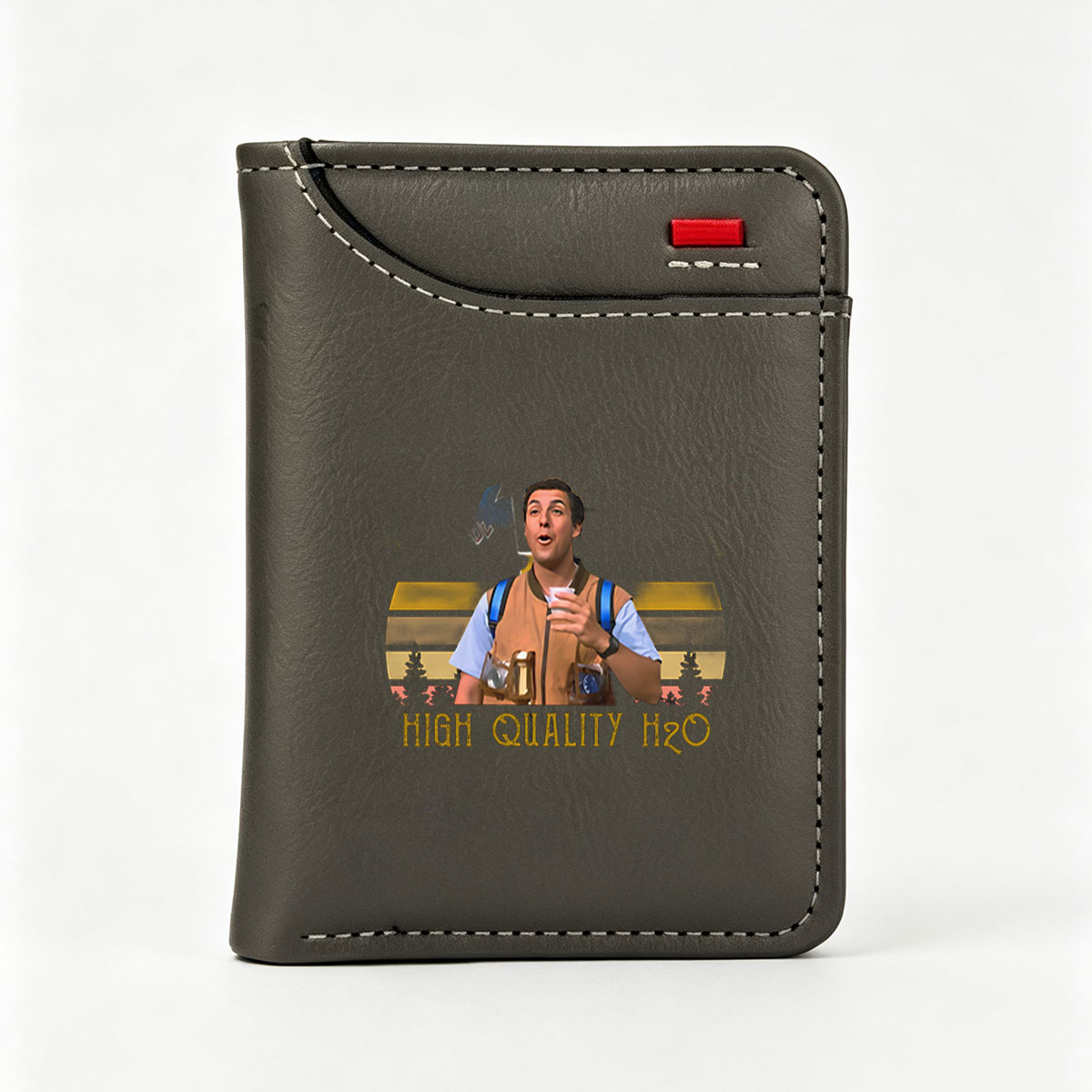 High Quality H2O: A Man in a Vest Holding a Cup with Nature Background - Vertical Style Wallet