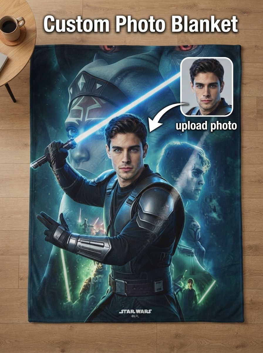 Custom Photo Face Flannel Blanket Personalized Sci-Fi Warrior Soft Fleece Throw Couch Bed Ideal Keepsake Gift