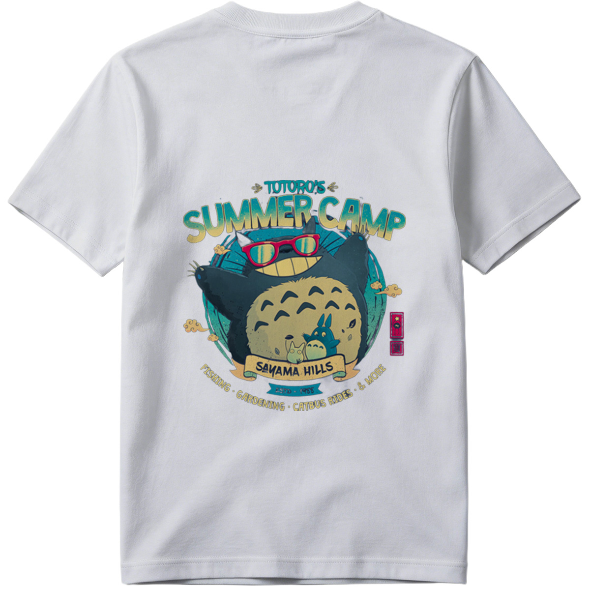 Totoro's Summer Camp: Totoro, Little Totoros, and Catbus in Sakama Hills - Tee
