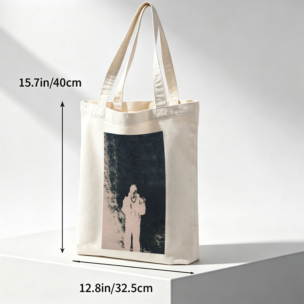 Lil Durk in Dark Urban Scene with High-Contrast Silhouette Art - Canvas tote bags