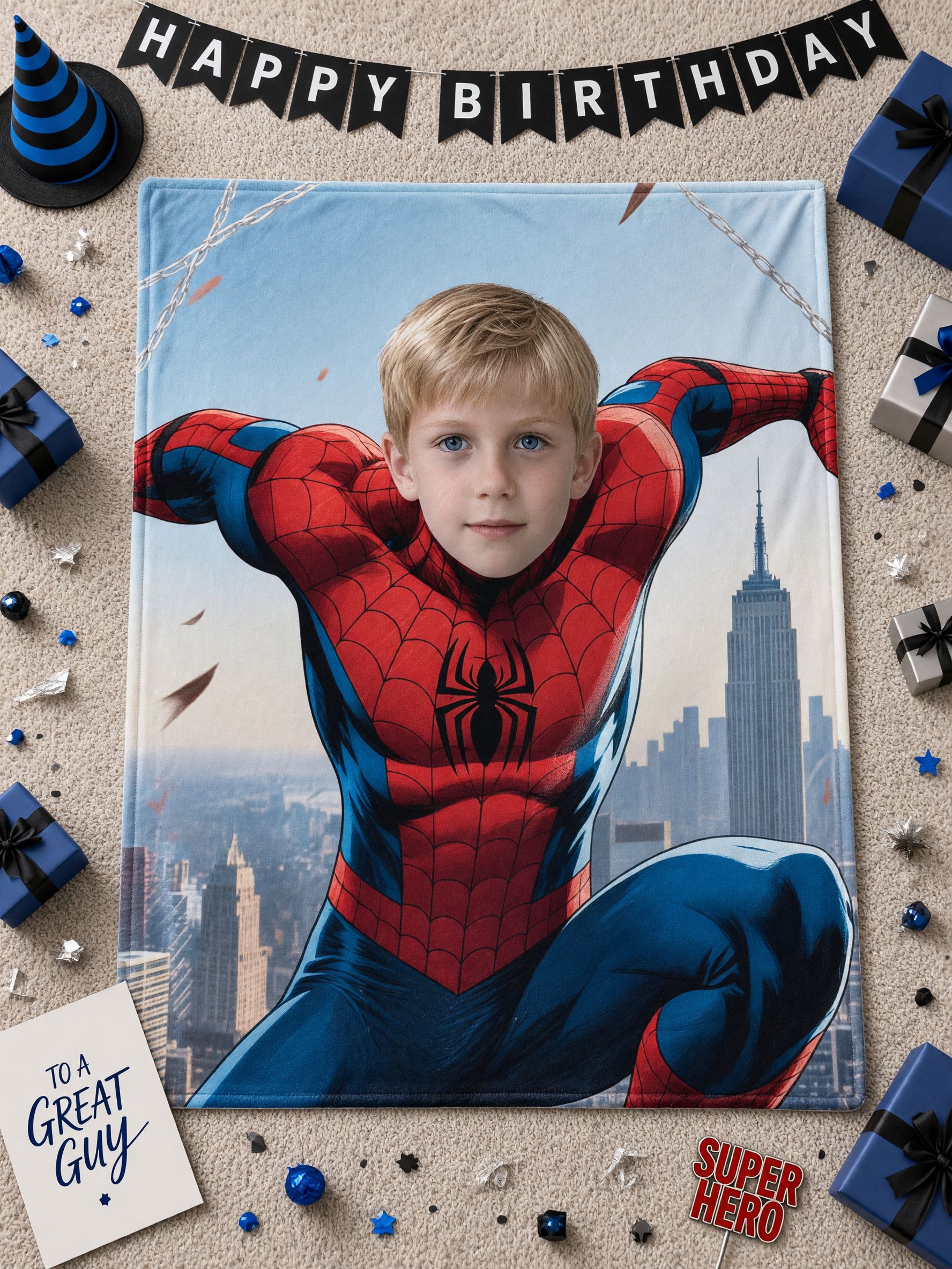 Custom Face Photo Superhero Flannel Blanket Ultra Soft Plush Throw Bed Couch Cover Ideal Personalized Gift