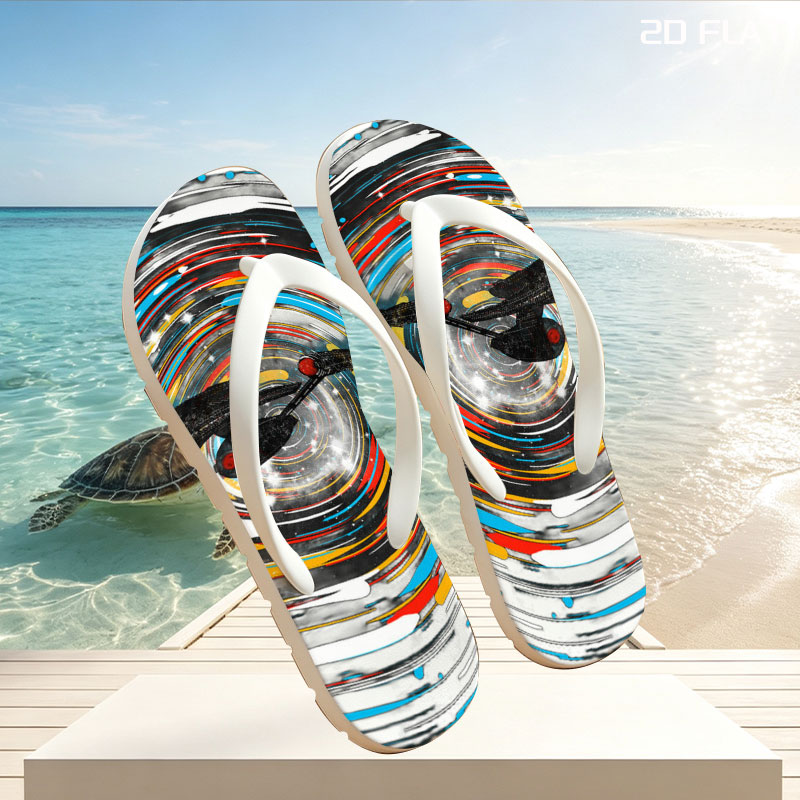 Star Trek Enterprise in Warp Speed Through Cosmic Vortex -  flip-flops