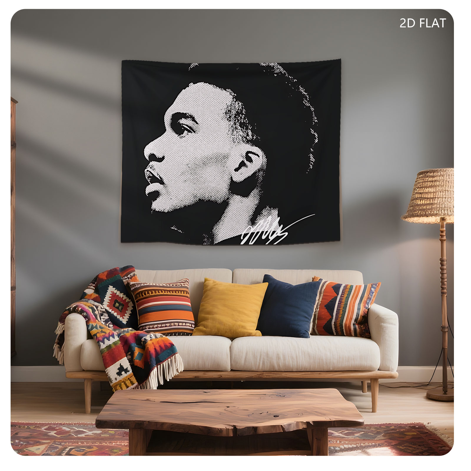 J. Cole Portrait in Halftone Style - Tapestry