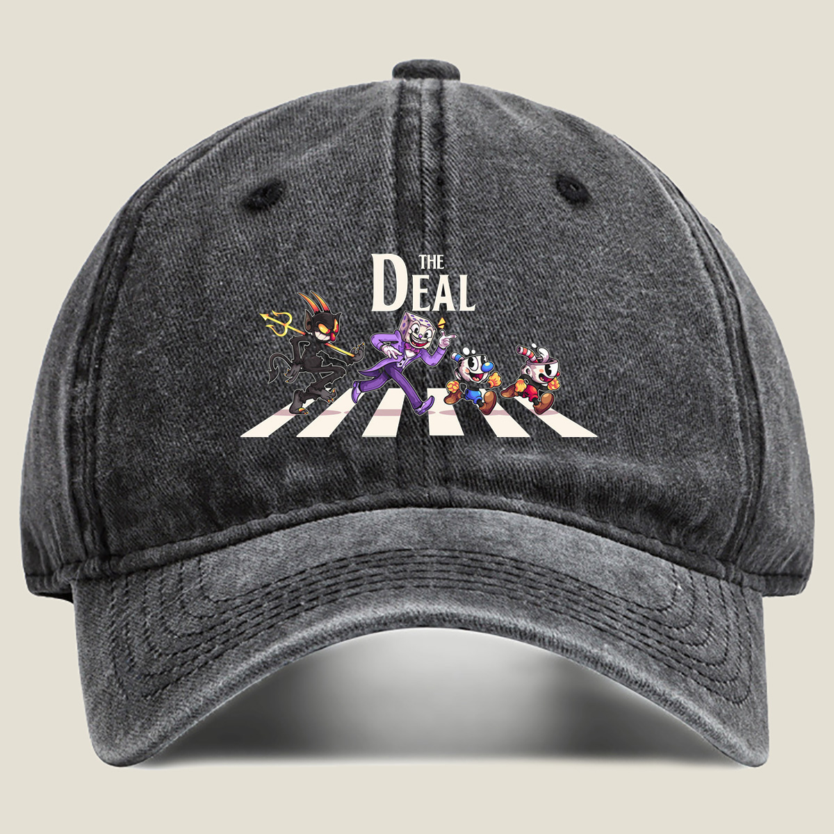 Cuphead, The Devil, and Mugman Crossing the Street – 