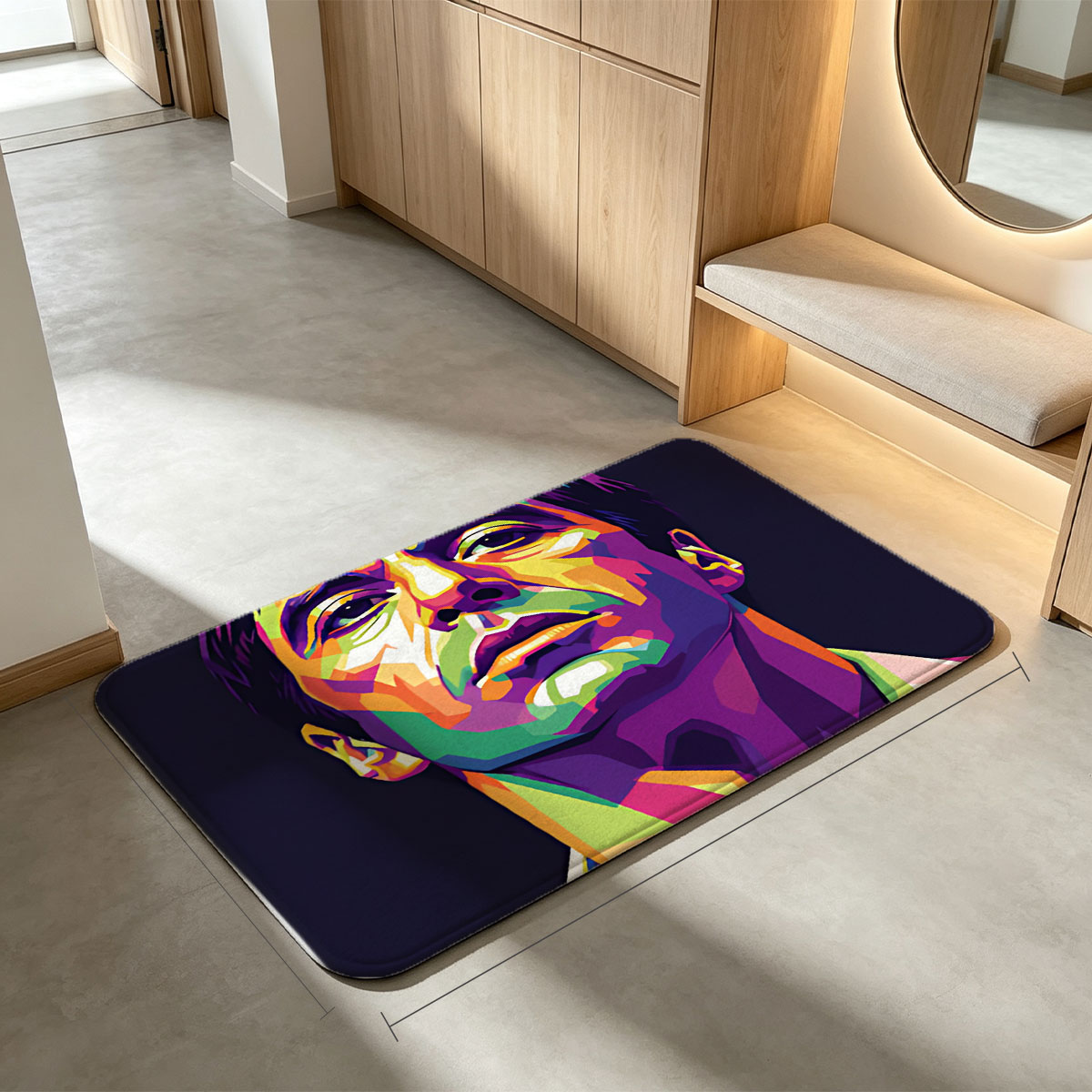 Colorful Portrait of a Man in Pop Art Style - Flannel floor mat