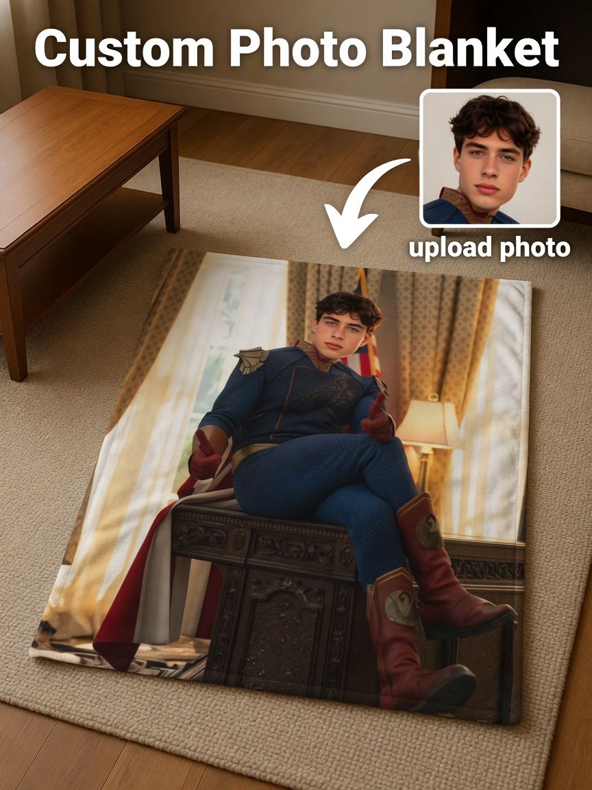 Custom Photo Blanket Personalized Portrait Flannel Fleece Throw Soft Anti-Pilling Cozy Bedding Keepsake Gift