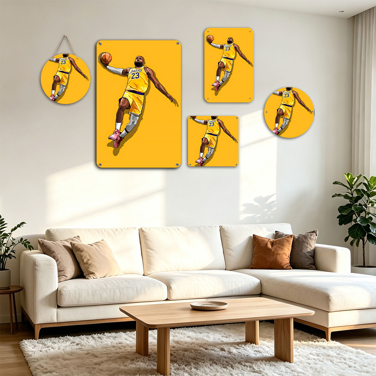 LeBron James in Lakers Jersey, Number 23, Mid-Air Basketball Action - painting