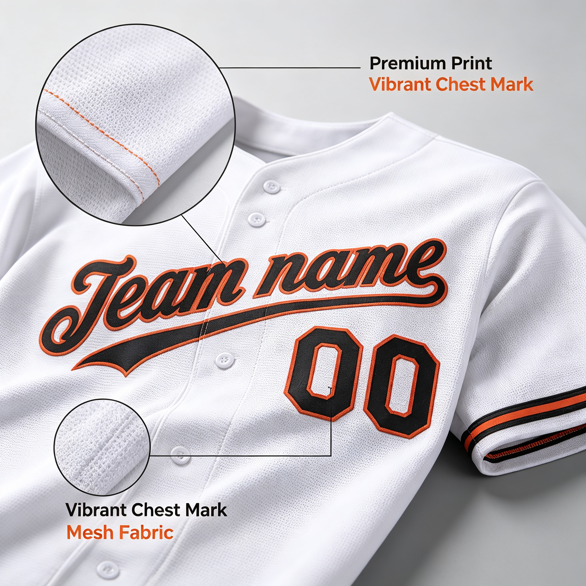 Custom Baltimore City Style Baseball Jersey White Full Button Short Sleeve For Men And Youth