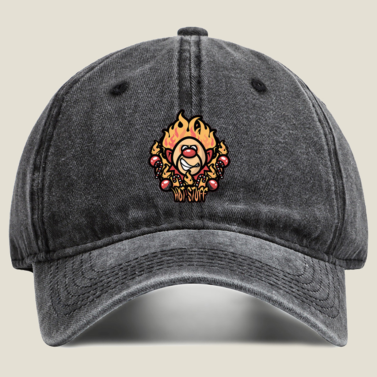Hot Stuff: The Fiery Clown - Washed Denim - Baseball Cap