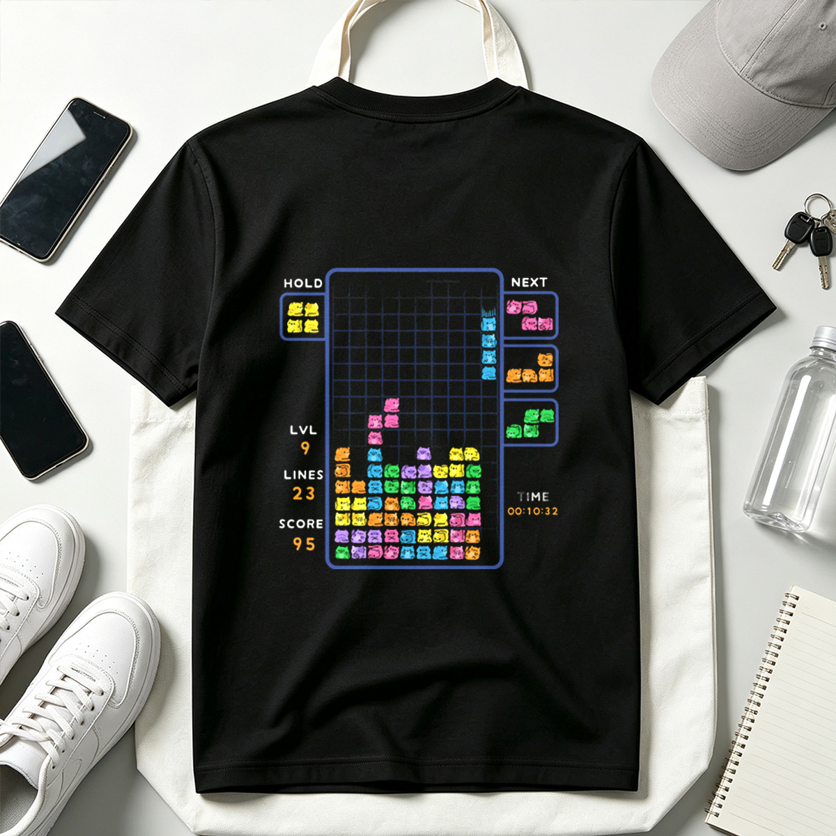 Cat Tetris: Level 9 Action - Tee