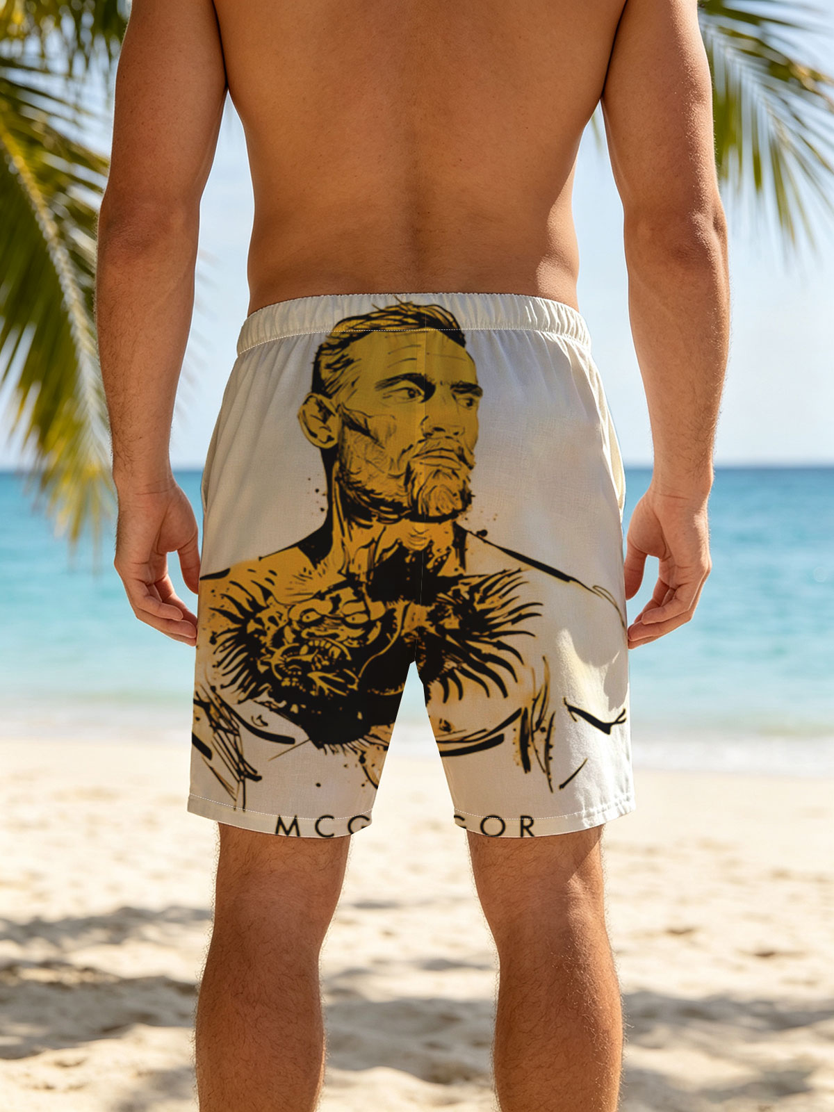 Conor McGregor: MMA Fighter Portrait with Dragon Tattoo -  Beach shorts