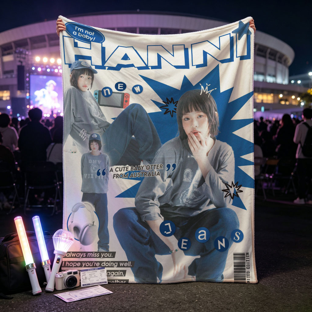 HANNI New Jeans Cover Feature: A Cute Baby Otter from Australia in Stylish Streetwear and Headphones - Blankets