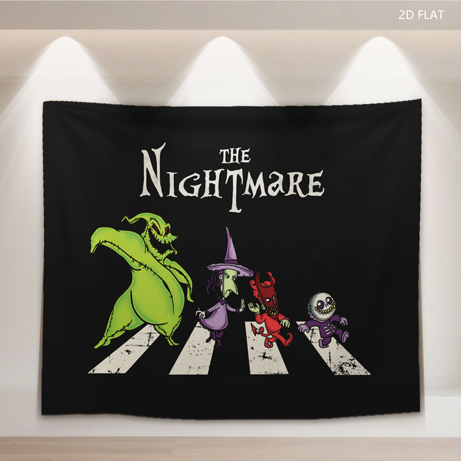 The Nightmare: Oogie Boogie, Witch, Devil, and Skeleton Crossing the Road - Tapestry