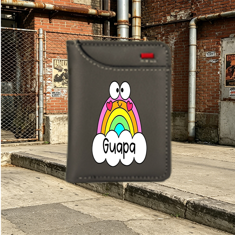 Unisex Vertical Wallet with Rainbow Cartoon Print and 