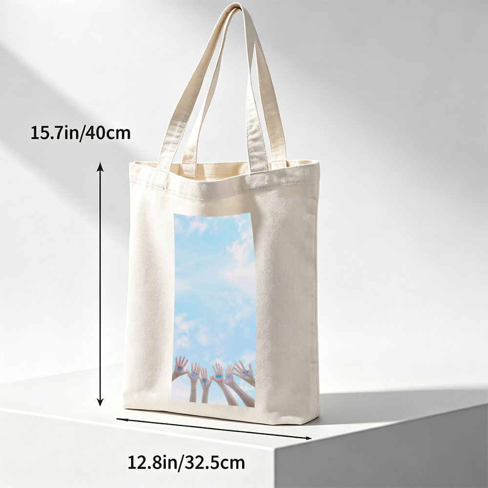 TXT Members Hands with Drawings Against Blue Sky - Canvas tote bags