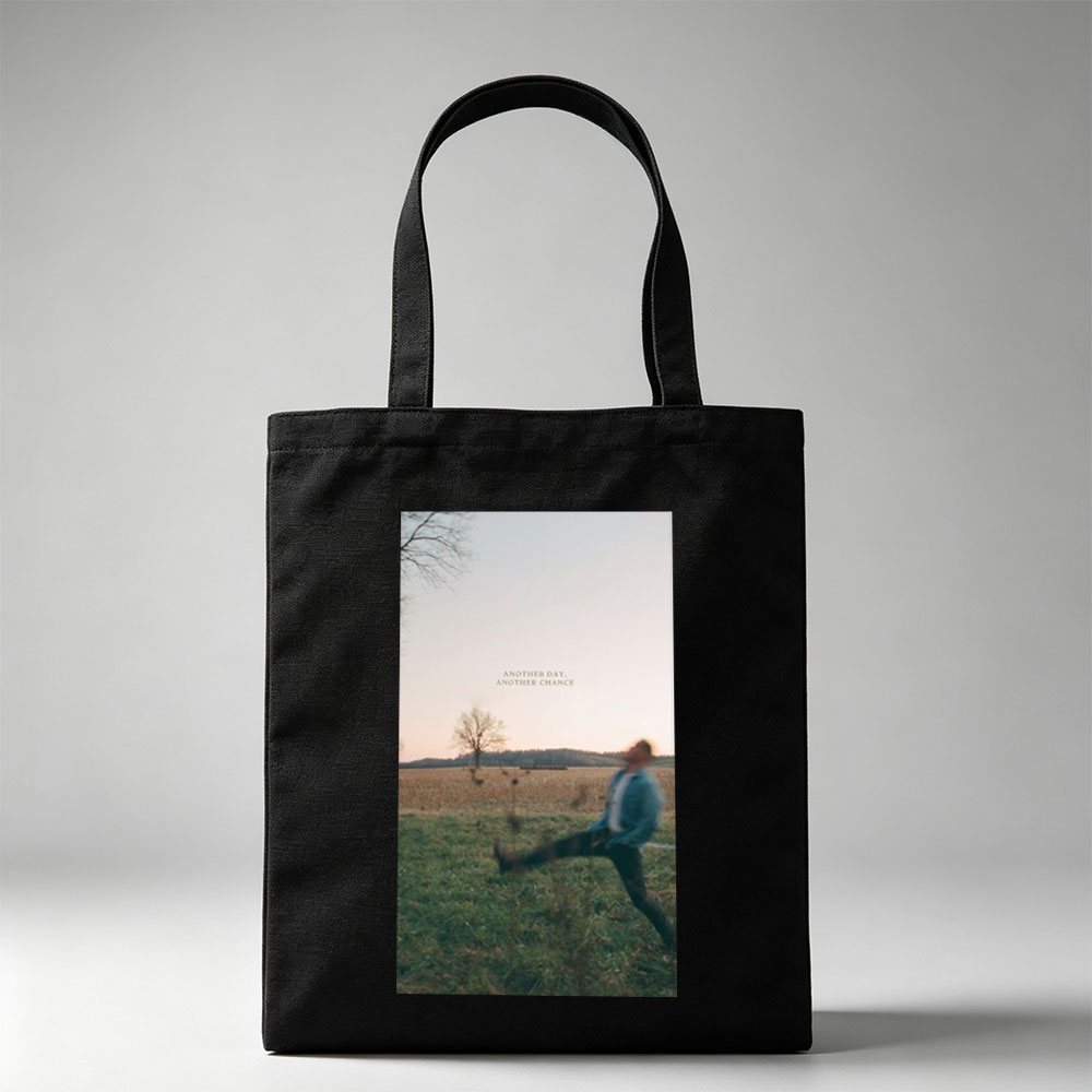 Another Day, Another Chance - Man Running in Field at Sunset - Canvas tote bags