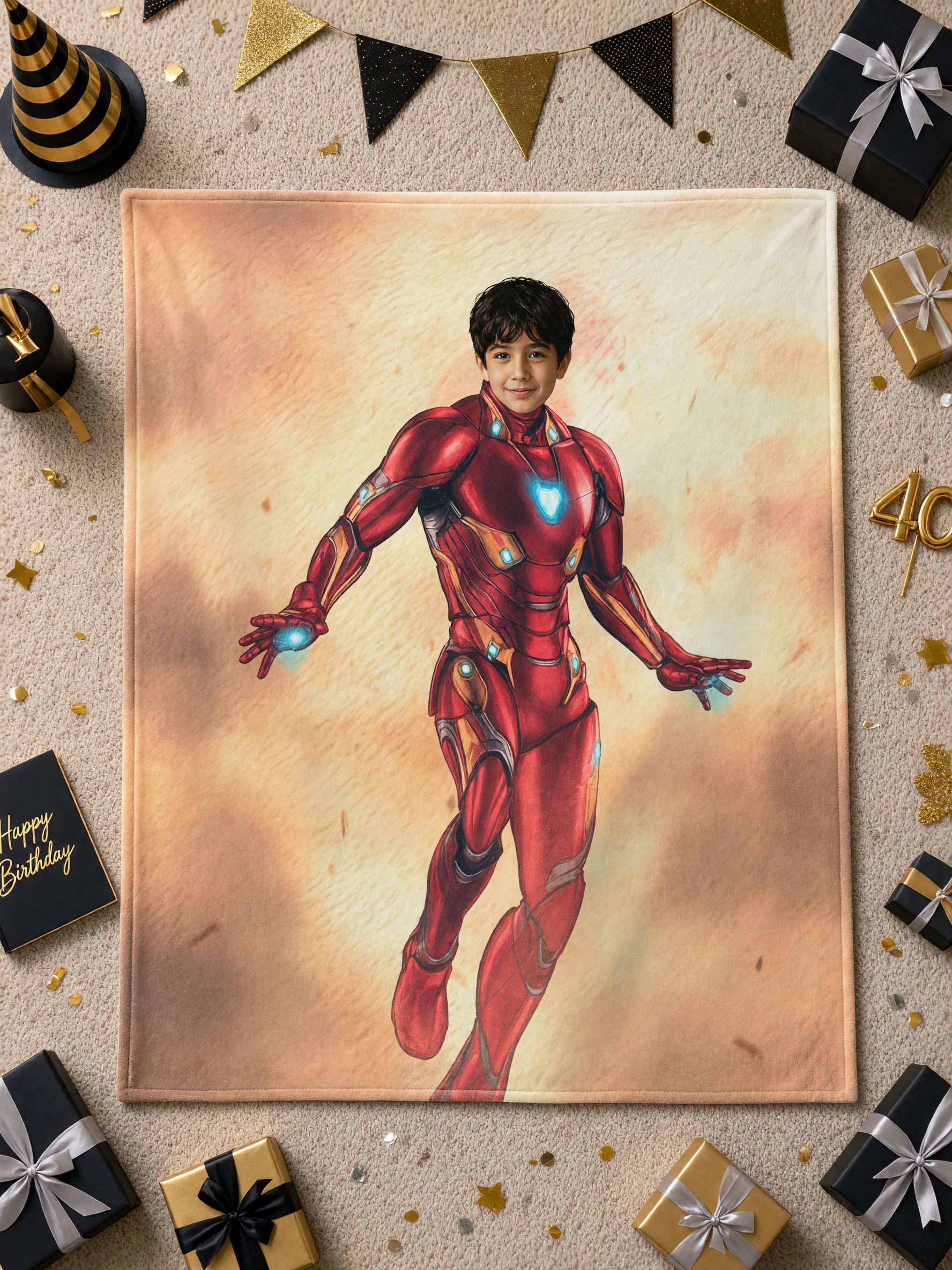 Custom Face Photo Superhero Blanket, Ultra Soft Flannel Throw Fleece, Personalized Birthday Gift for Kids and Adults