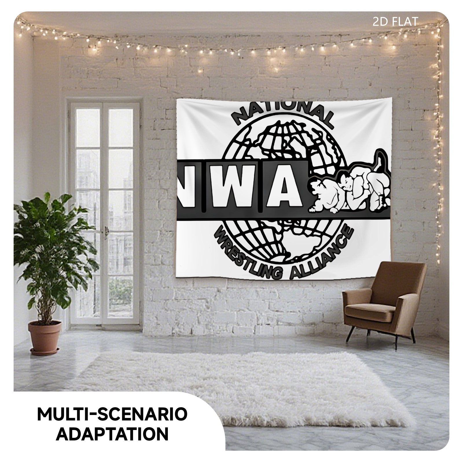 NWA Wrestling Alliance Logo Featuring Global Design and Classic Typography - Tapestry